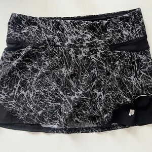 Abstract Black and White Tennis Skirt